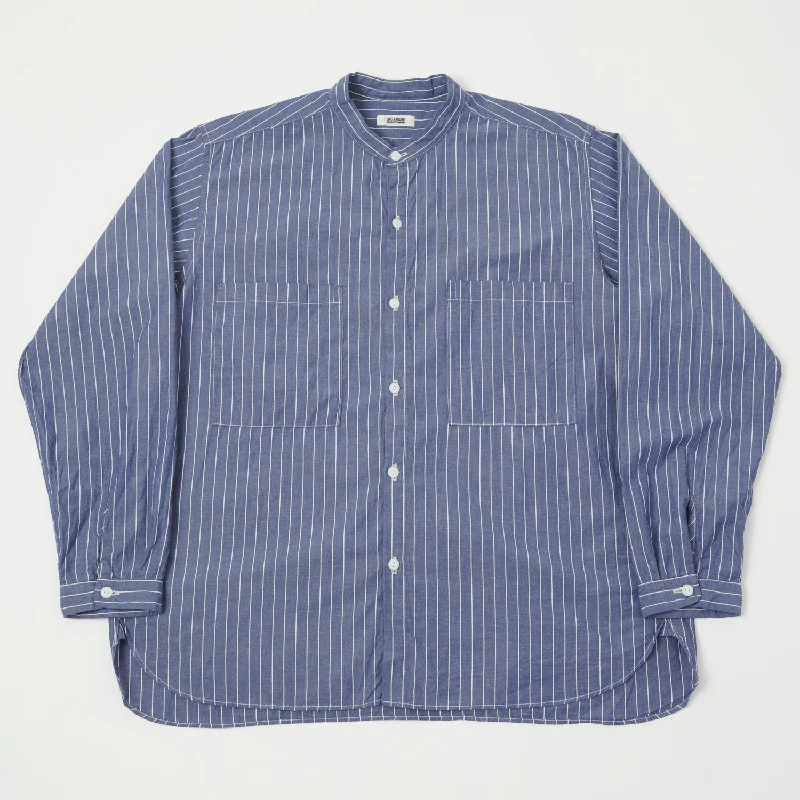 Spellbound 46-288X Cotton Linen Stripe Big Pocket Shirt - Blue