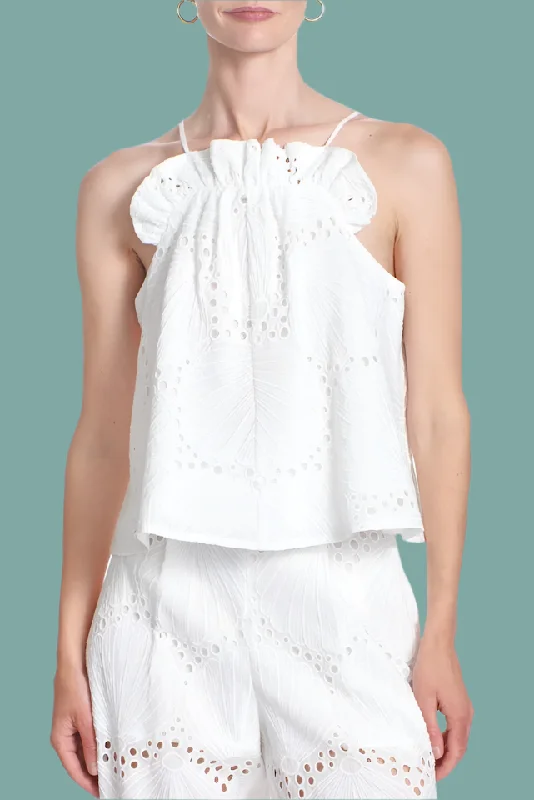 Summer Ruffle Tank - White Eyelet