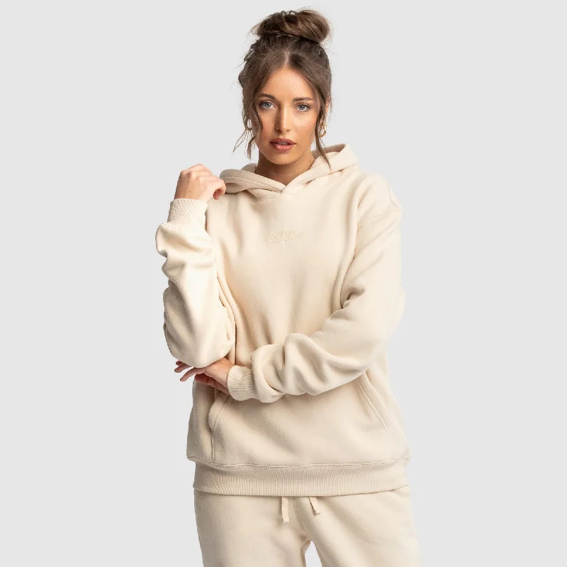 Women's DYVN Relaxed Fit Hoodie - Cream Women's military-style jackets