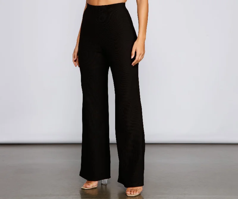 Flaunt It Ribbed Wide Leg Pants