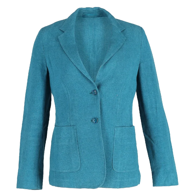 Max Mara Blazer in Teal Linen Modern Tailored Blazer