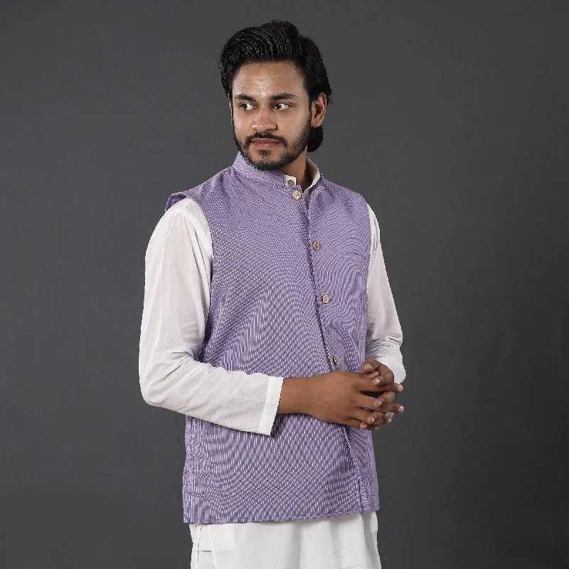 Purple - Running Stitch Pure Cotton Men Nehru Jacket 22 Women's evening jackets