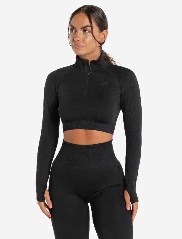 Core Seamless Crop 1/2 Zip - Blackout Women's packable jackets