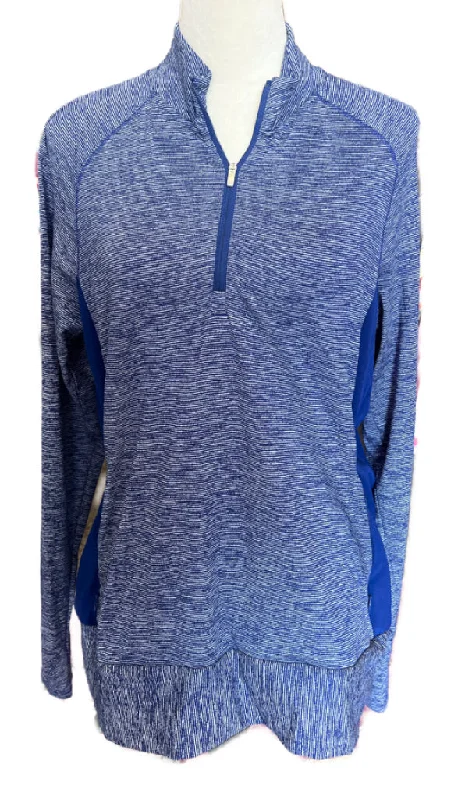 Adidas Women's Blue Micro-stripe Golf Pullover Size L. MSP$65