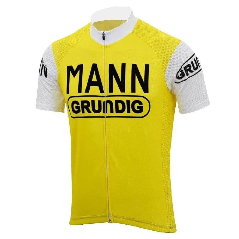 Dr. Mann Grundig Retro Cycling Jersey - Short Sleeve - Yellow Fashionable Sweatshirts for Women