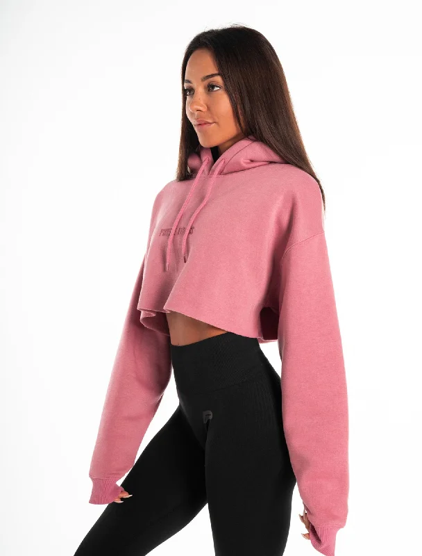 Oversized Crop Hoodie - Dark Washed Pink Women's fitted jackets