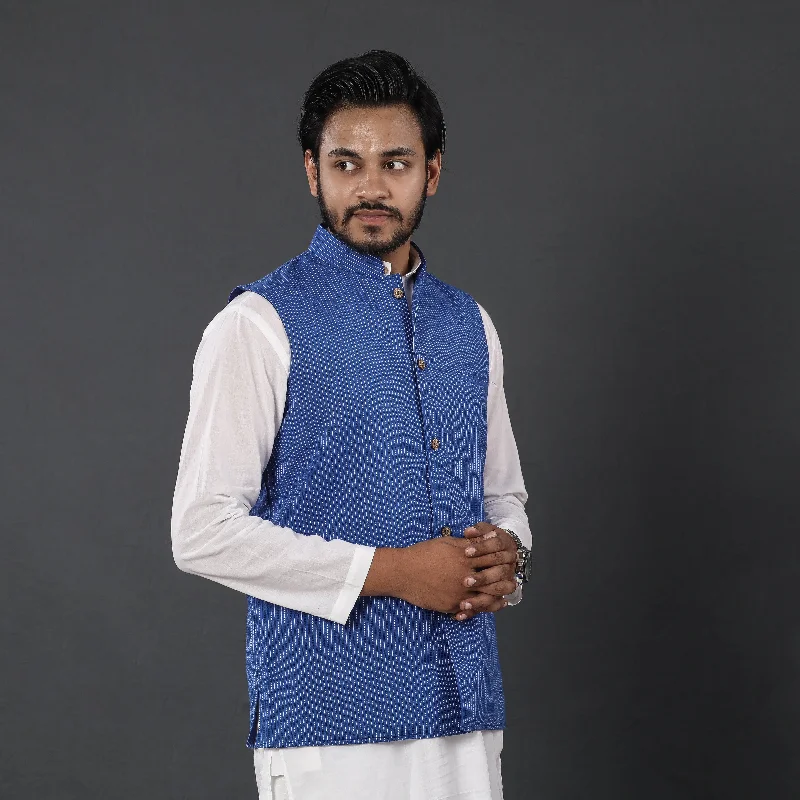 Blue - Running Stitch Pure Cotton Men Nehru Jacket 19 Women's Nike jackets