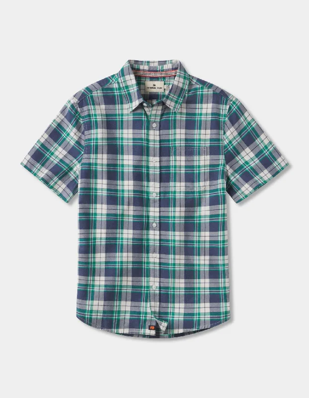 Jasper Short Sleeve Button Down Shirt in Lagoon Plaid