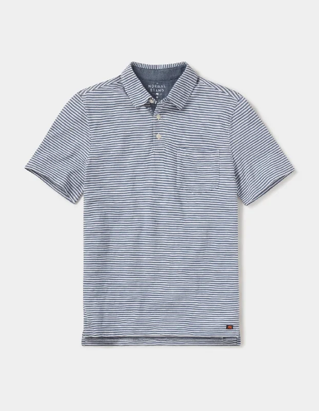 Vintage Slub Pocket Polo in Blue Stripe