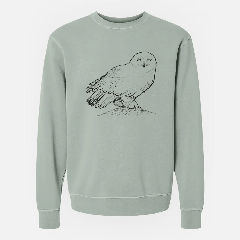 Snowy Owl - Bubo scandiacus - Unisex Pigment Dyed Crew Sweatshirt Basic Hoodie Sweatshirt