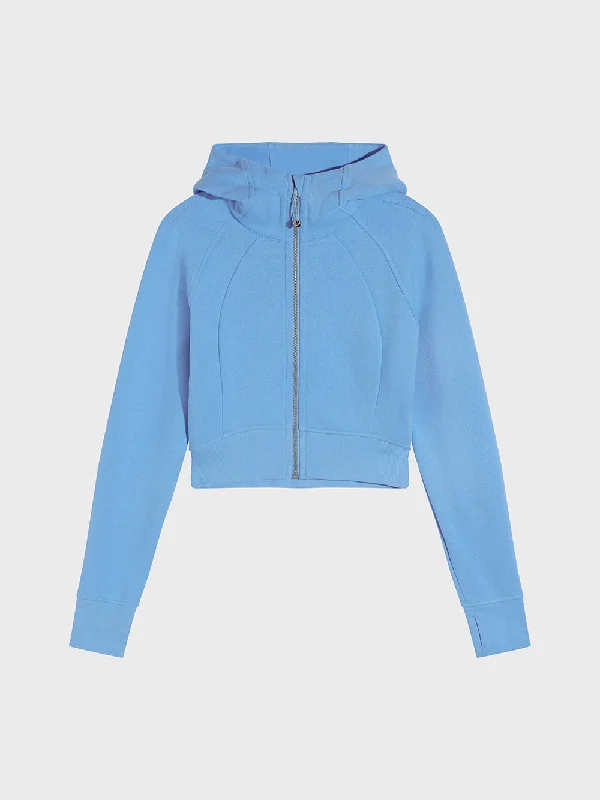 LULULEMON SINATRA BLUE SCUBA FULL ZIP CROPPED HOODIE Women's affordable jackets