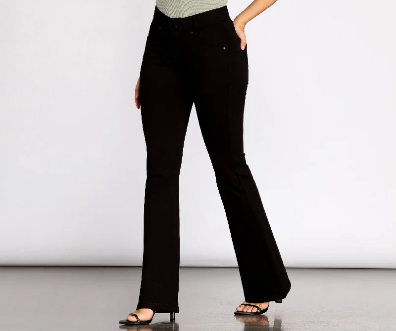 High Waist Flare Ponte Pants