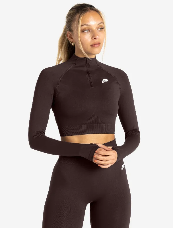 Scrunch Seamless Crop 1/2 Zip - Chocolate Plum Women's H&M jackets