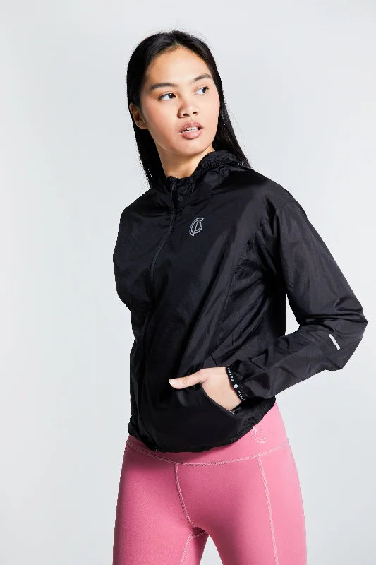 Womens- Lightweight Running Jacket - Black Women's autumn coats and jackets