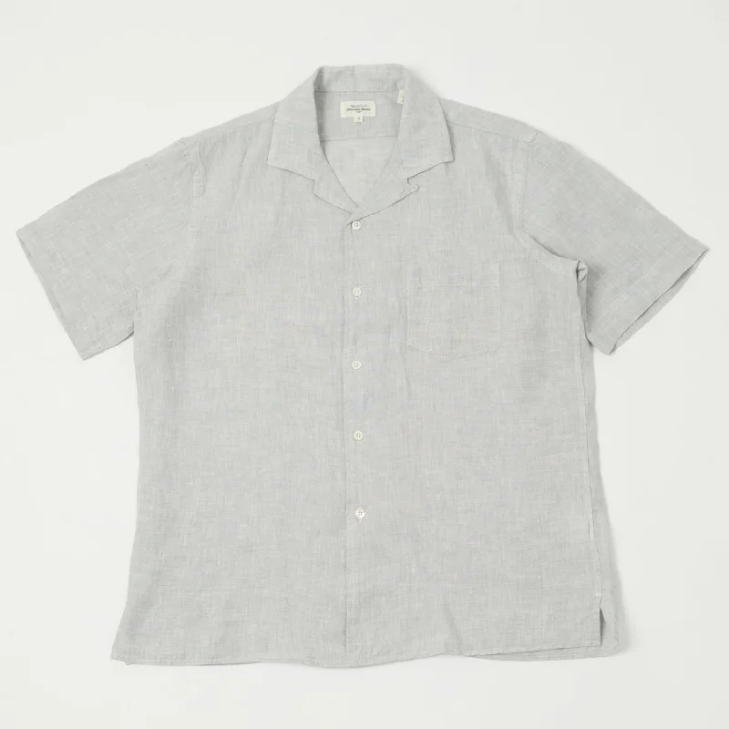 Hartford 'Palm' Camp Collar Linen Shirt - Smoke