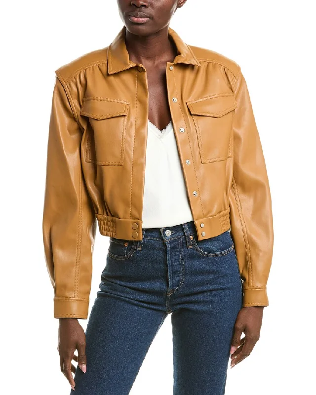 SIMKHAI Marbella Crop Utility Jacket Single Button Blazer