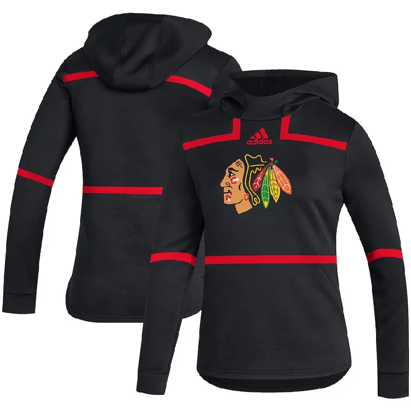 Chicago Blackhawks Women's Under the Lights Adidas AEROREADY Black Pullover Hoodie Everyday Hoodie Sweatshirt