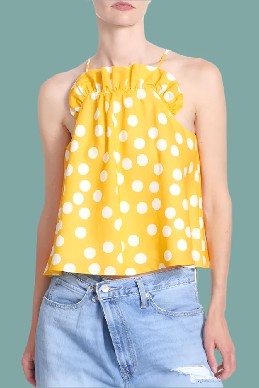 Summer Ruffle Tank - Yellow Dotty