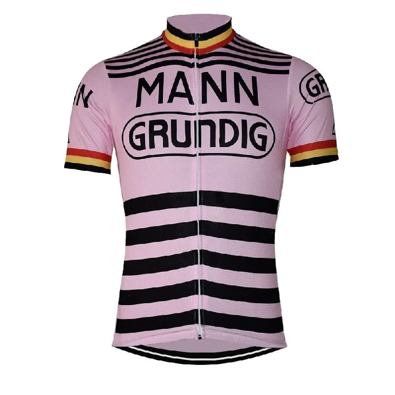 Retro Dr. Mann Grundig Cycling Jersey - Pink Relaxed Hoodie Sweatshirt Fit