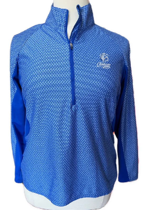 Antigua Royal Blue Print Half Zip Pullover with Logo Size XL MSP$75