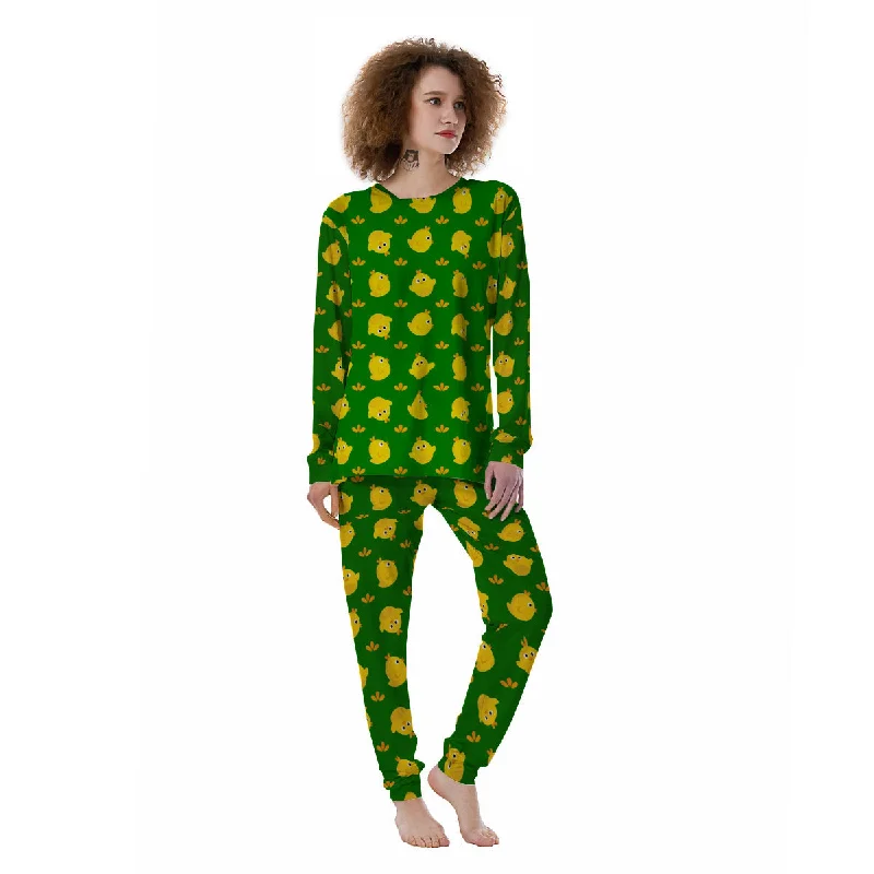 Emoji Cute Chicken Print Pattern Women's Pajamas Flannel pajama sets