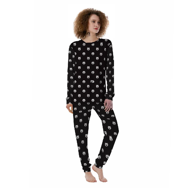 Emoji Devil Print Pattern Women's Pajamas Best pajama sets for girls' night