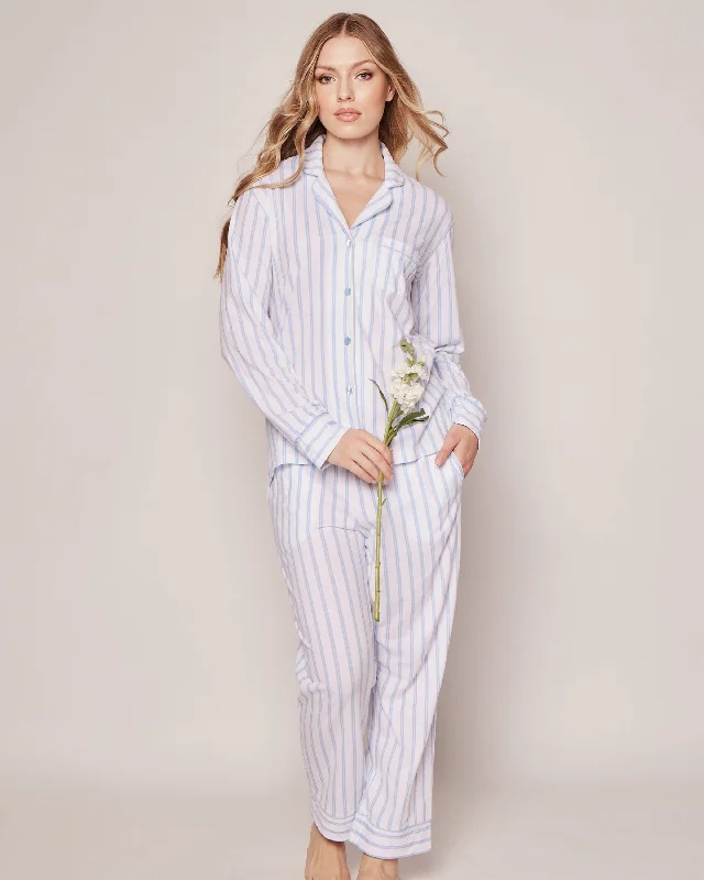 Women's Pima Pajama Set | Periwinkle Stripe Unisex pajama sets