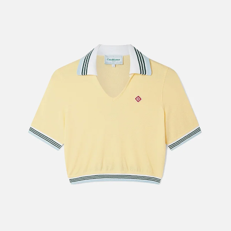 Casablanca Cropped Pique Polo - Yellow Discounted sweaters