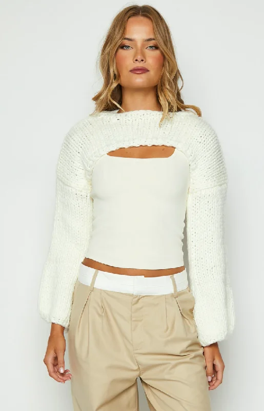 Ferla Cream Knit Shrug Budget-friendly sweaters