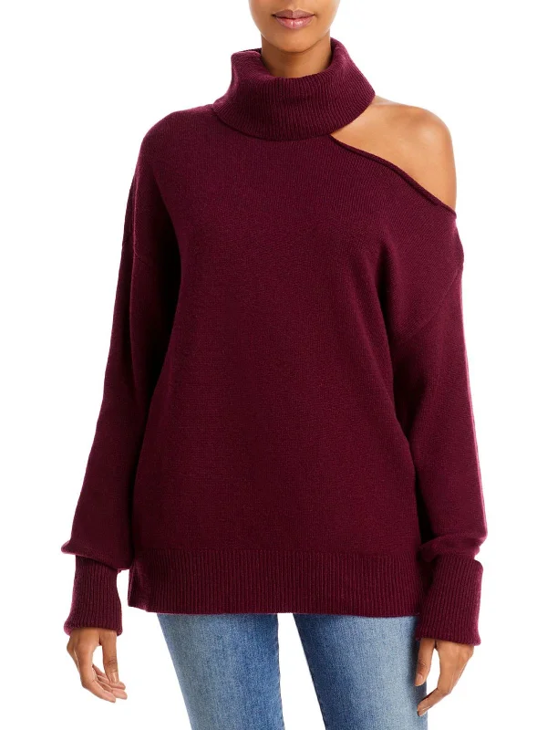 Raundi Womens Turtleneck Cold Shoulder Pullover Sweater Softest cashmere sweaters