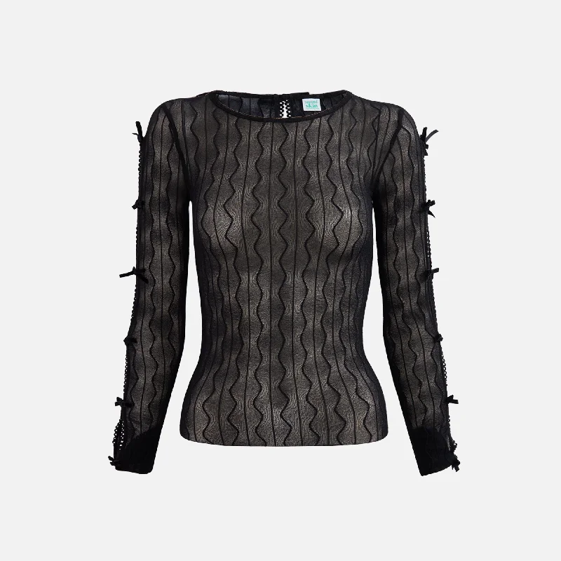 Second Skin Ross Bow Top - Black Women's fashion sweaters sale