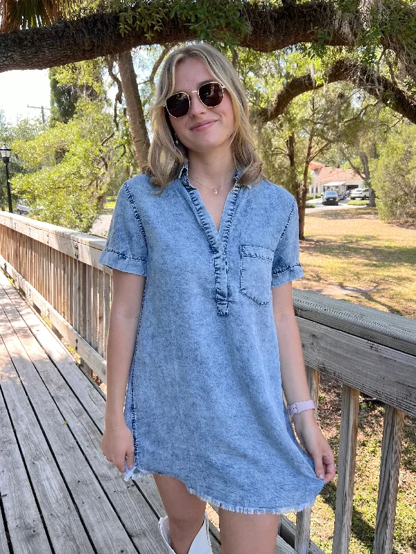 DAKOTA SHIRT DRESS IN DENIM Boho mini dresses