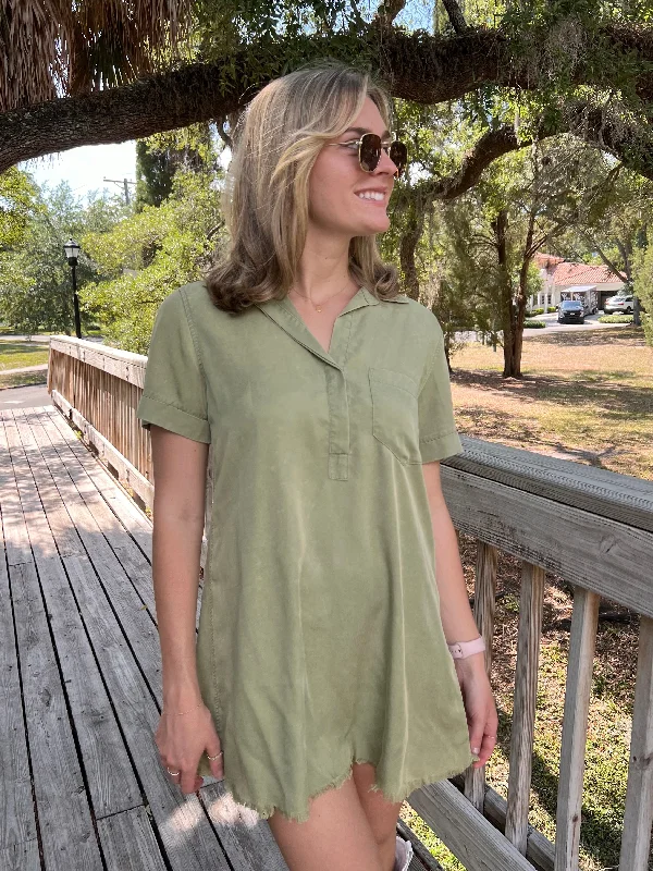 DAKOTA SHIRT DRESS IN GREEN Chiffon mini dresses