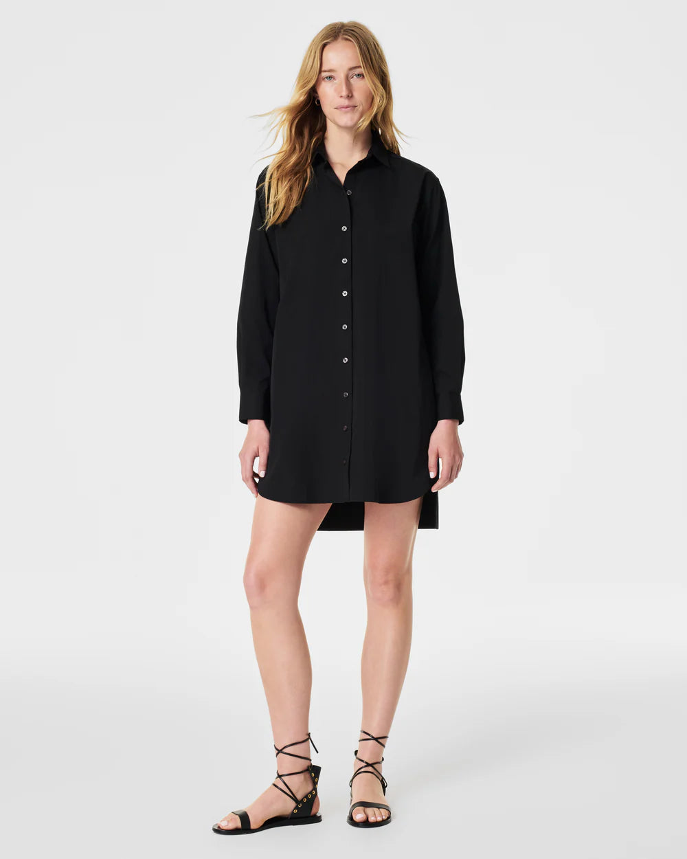 Spanx The Best Poplin Shirt Dress - Classic Black Beach mini dresses