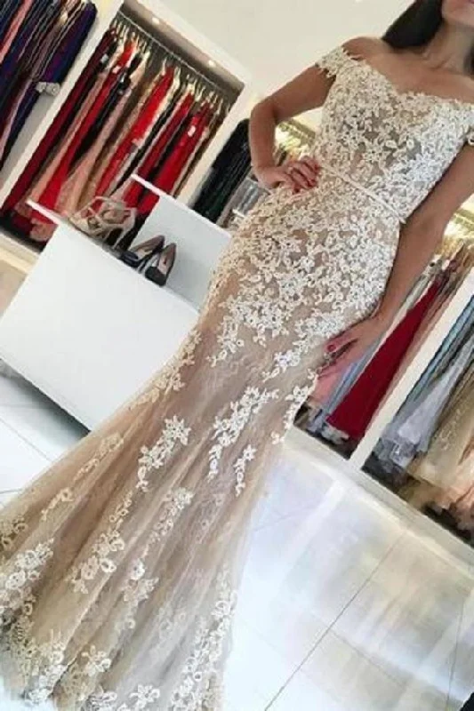 2024 Off The Shoulder Prom Dresses/Wedding Dresses Mermaid Lace PMN9PG6E Sleek Wedding Dress