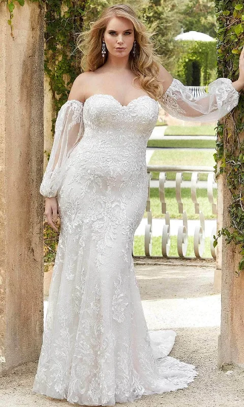 Mori Lee Bridal 3365C - Embroidered Sweetheart Neck Wedding Dress White Lace Gown