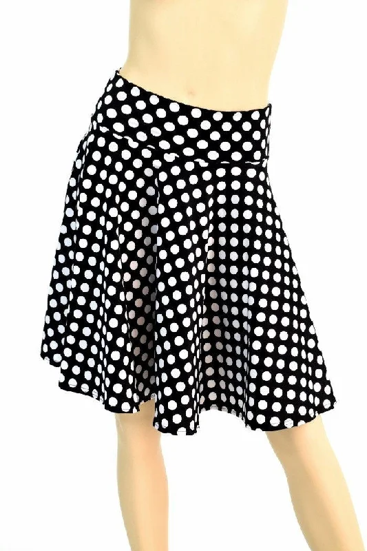 19" Black & White Polka Dot Skater Skirt Minimalist unclassified skirts