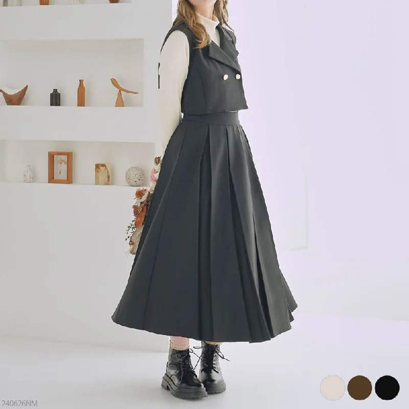 ロングボックスプリーツスカート Dark color unclassified skirts