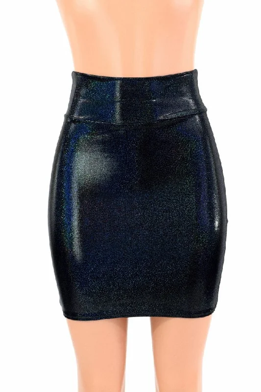 Black Holographic Bodycon Skirt Cotton unclassified skirts