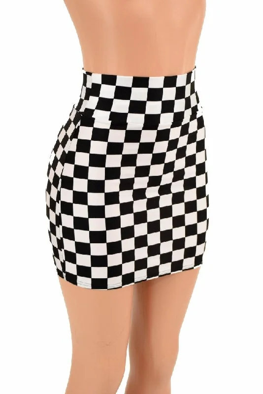 Black & White Check Bodycon Skirt Pencil unclassified skirts