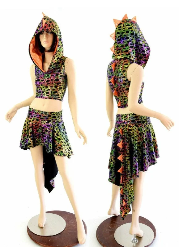 Dragon Tail Skirt & Crop Hoodie Set Affordable unclassified skirts