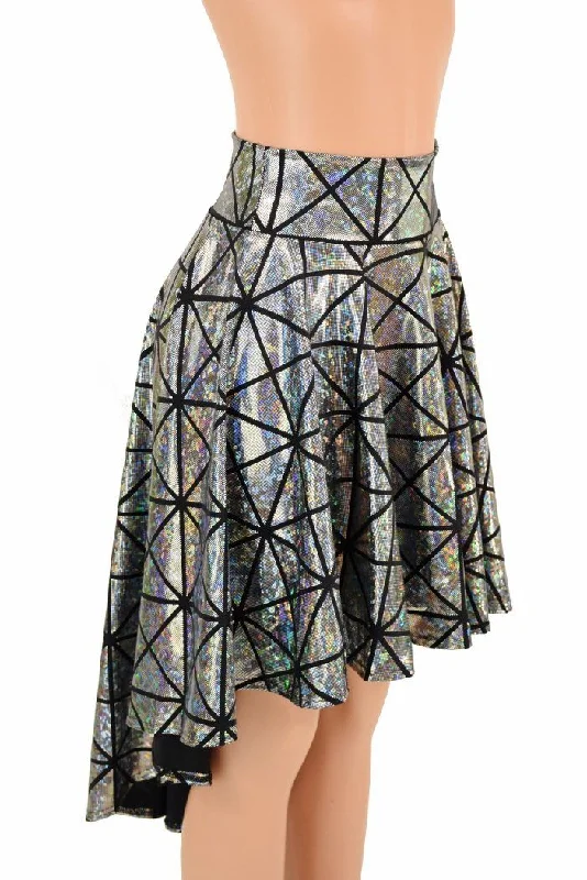 Silver Holographic Hi-Lo Skater Skirt Monochrome unclassified skirts