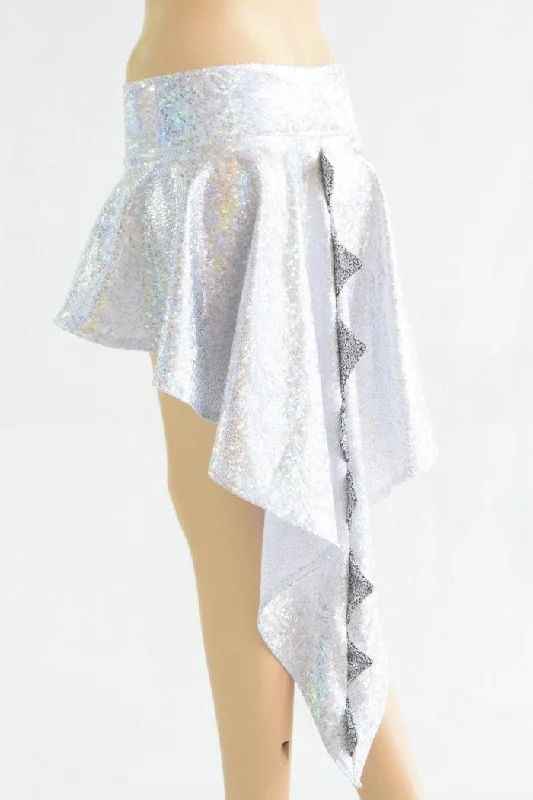 Silver on White Shattered Glass Dragon Tail Skirt Luxury unclassified skirts