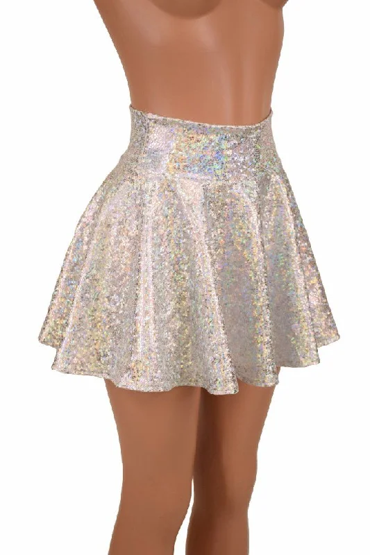 Silver on White Shattered Glass Rave Skirt Embroidered unclassified skirts