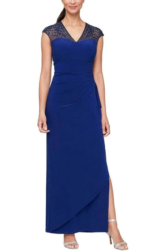 Alex Evenings - 84351585 Cap Sleeve V-Neck Long Dress Chic maxi dresses