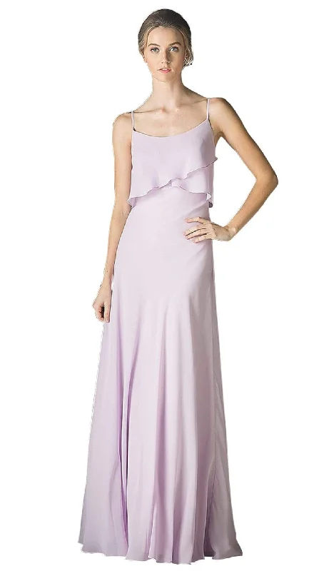 Cinderella Divine - Sleeveless Surplice Ruffled Bodice A-Line Long Formal Dress Preppy maxi dresses