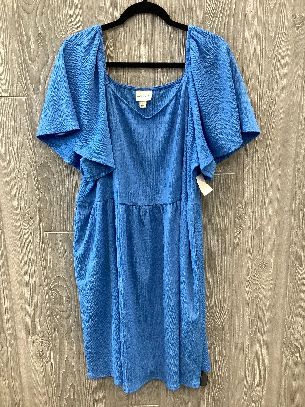 Dress Casual Midi By Ava & Viv In Blue, Size: 1x Silk midi dresses