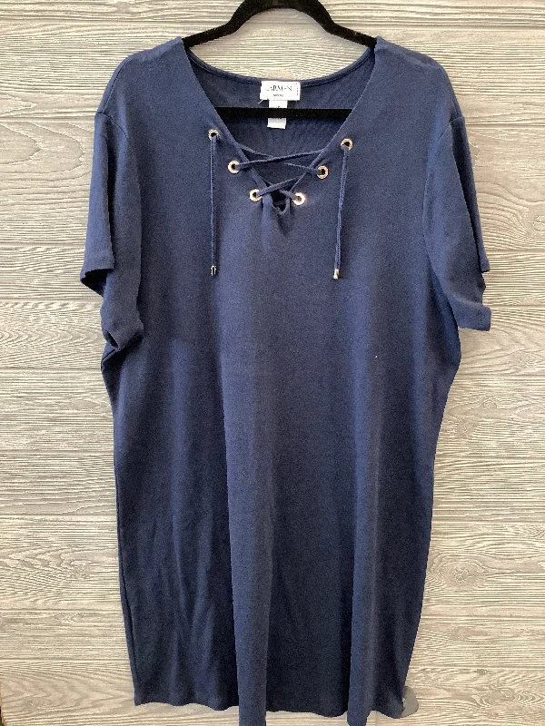 Dress Casual Midi By Carmen By Carmen Marc Valvo In Navy, Size: 1x Edgy midi dresses