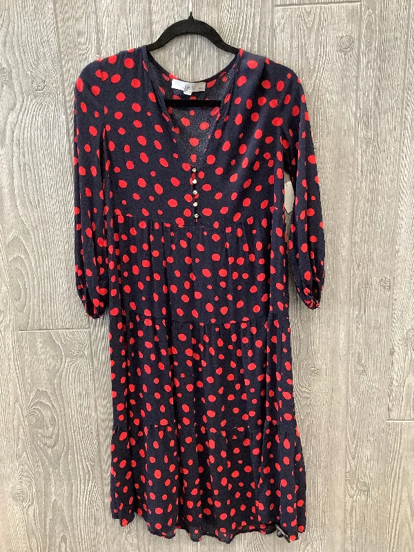 Dress Casual Midi By Loft In Navy, Size: Petite   Xs Cute floral print midi dresses