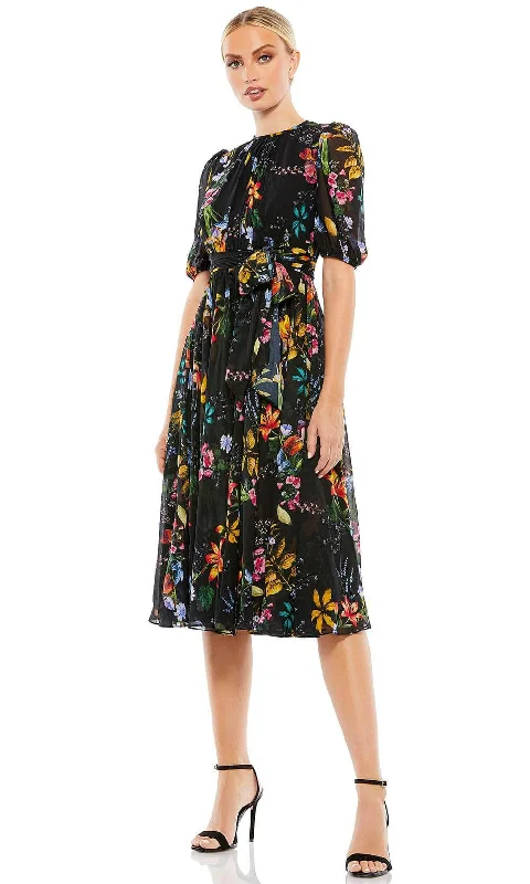 Ieena Duggal 55625 - Short Bishop Sleeved Midi Dress Trendy midi dresses under $50